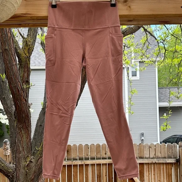 Athleta Brown Taupe 7/8 Salutation Stash Pocket Small Tights Leggings High Waist - Picture 5 of 16